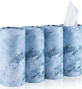 SINGARO Car Tissue Holder, 4 Pack Car Cup Holder Facial Tissues with Travel Tissue Bag, Quick and Convenient Flower Combination Car Tissue Box(4 Canisters/200 Tissues) Blue