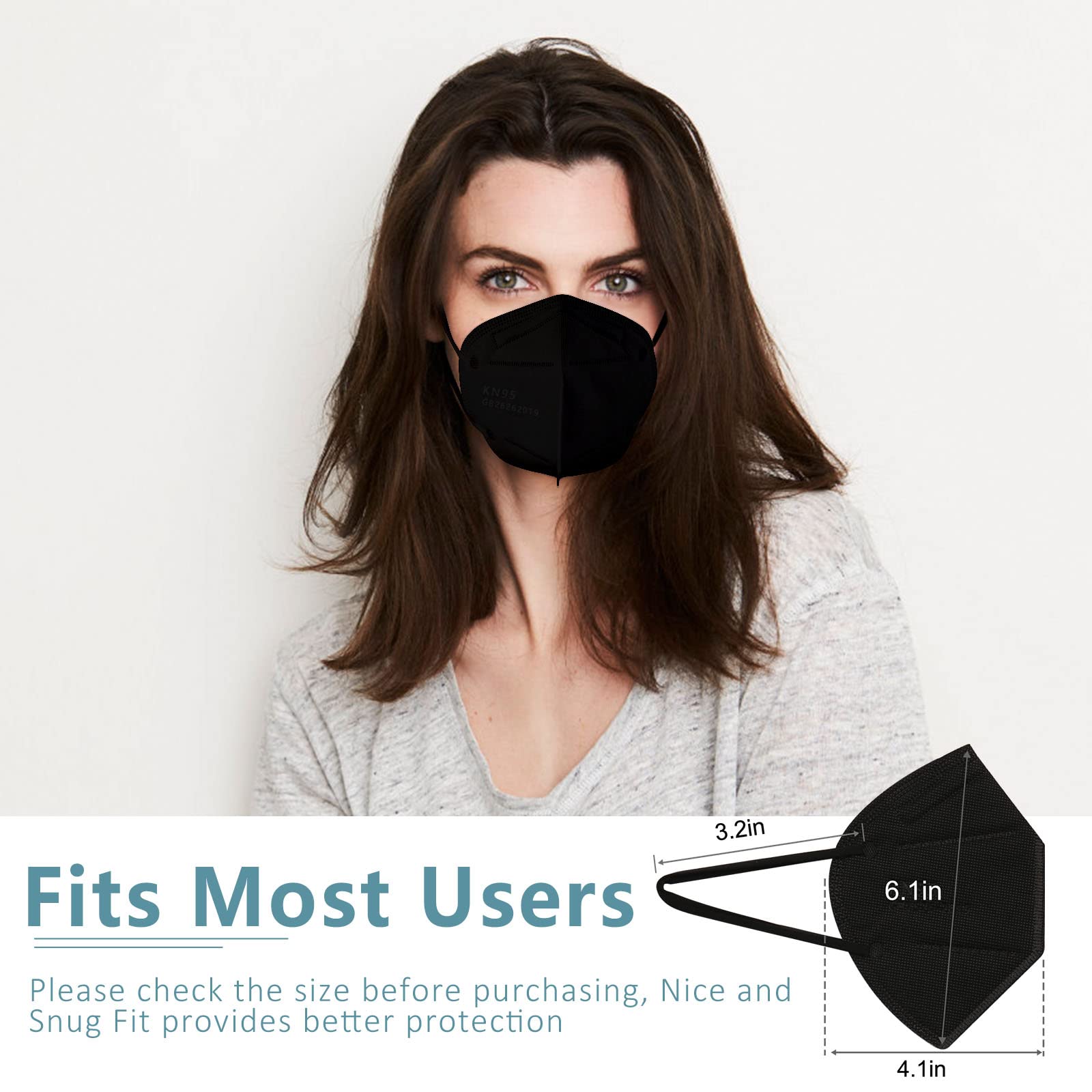 ChiSip KN95 Face Mask 40 Pcs, 5-Ply Cup Dust Safety Masks, Breathable Protection Masks Against PM2.5 for Men & Women, Black