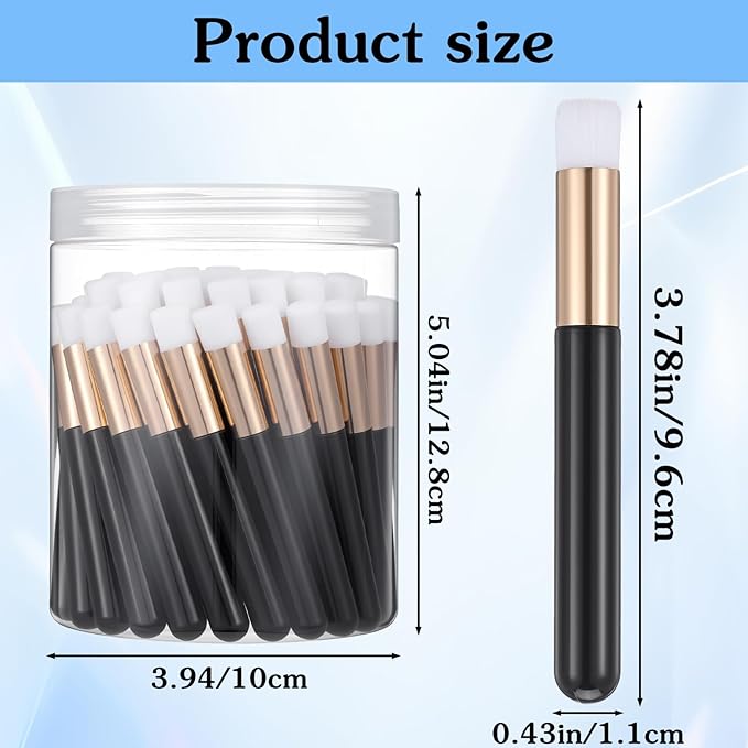60 Pcs Lash Brushes for Cleaning, Lash Shampoo Brushes Eyelash Extension Cleansing Ultrafine Soft Bristles Nose Pore Deep Cleaning Facial Cleansing Brush with Container (Black, 3.8Inch)