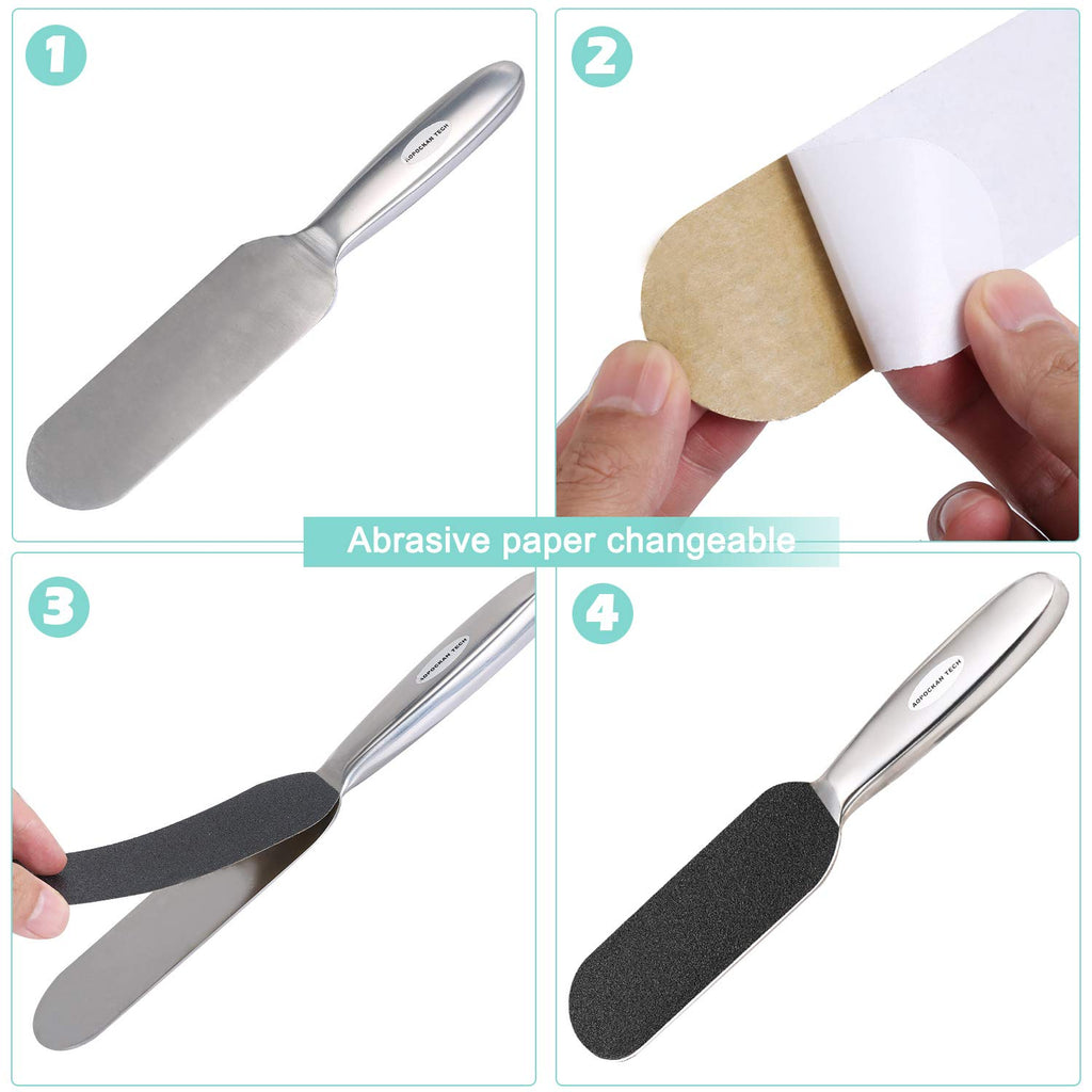 Stainless Steel Pedi File Refill, 180 Grit, Black - Pedicure Refill Pads - Foot Rasp Pad with Removable Glue,Size 5.2" L x 1.7" W
