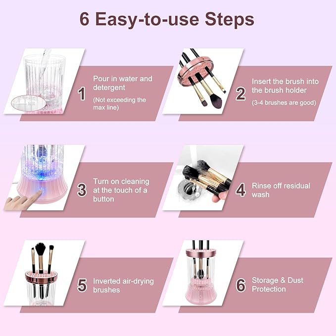 GKZ Electric Brush Cleaner Machine, High Speed Fast Cleaning Plug-in Power Brush Cleaner Ideal for Makeup Brushes & Sponges – Perfect for Home & Professional Use