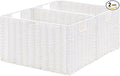 Vagusicc Wicker Storage Basket, Set of 2 Hand-Woven Paper Rope Wicker Basket, Large Storage Baskets for Organizing, Foldable Large Cube Storage Organizer Bins for Shelves (White)