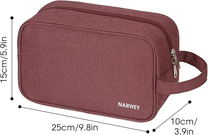 Narwey Travel Toiletry Bag for Women Traveling Dopp Kit Travel Bag for Toiletries Cosmetic Bag Makeup Bag Medicine Bag for Traveling (Jujube Red)