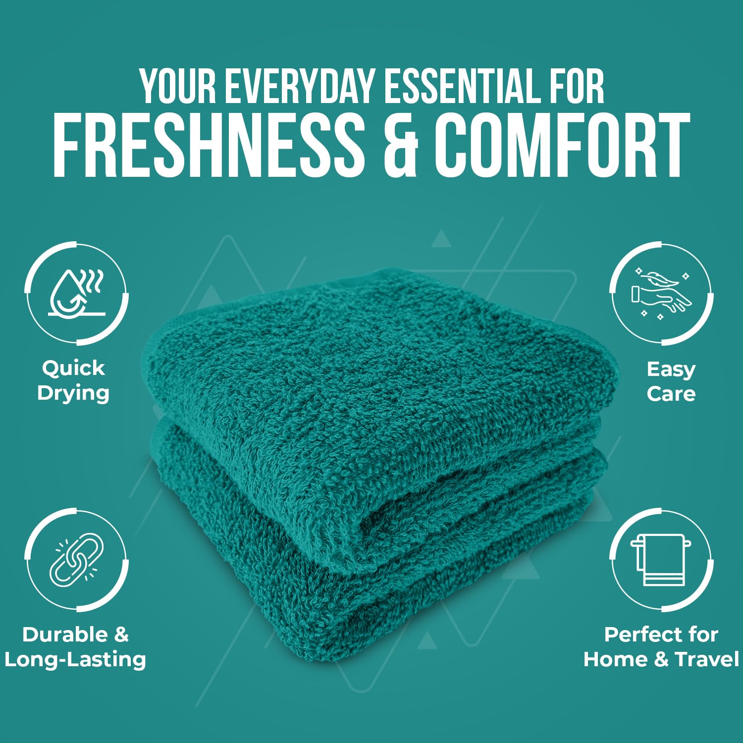 DAN RIVER 12 Pack Cotton Wash Cloths Set for Showering [12x12] Teal