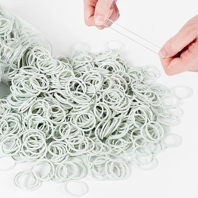 HOYOLS 1/2 Inch Small White Rubber Bands for Hair Ties Elastics Mini Braids Ponytail Holders for Girls Thick Hair Rubberbands No Damage Office 1000pcs (S)