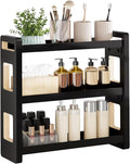 UJQSUN Bathroom Counter Organizer,Bathroom Counter Shelf,Bathroom Organizers,Under Sink Organizer,Cologne Organizer For Men,Colognes Stand,Cologne Cabinet,Vanity Shelf(Black 3 Tier)