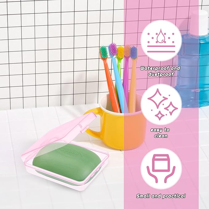 4 Pcs Portable Travel Cotton Pad Holder, Swab Dispenser, Qtip Case, Cosmetic Sponge Storage Box, Pink & Blue