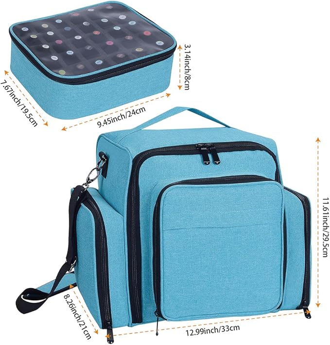 UOZL Nail Polish Organizer Case Hold 60 Bottles with 2 Detachable Bag,Green