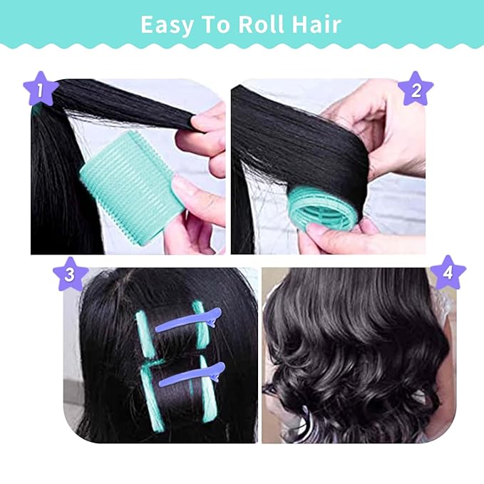 Hair Rollers Set 50Pcs with Clips for Long Short Medium Hair, Heatless Curls 36PCS for Hair, Sleep In Curlers for Comb Blowout Look Gift Set for Girls Women