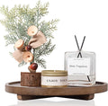 Round Decorative Tray Farmhouse Kitchen Decor Soap Dish, 11" Walnut