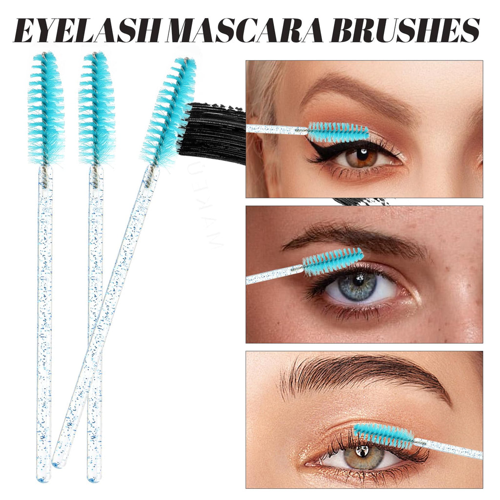300 PCS Eyelash Extension Supplies Kit, Disposable Micro Swab Brush, Eyebrow Spoolie, Lip Brush, Mascara Wand Applicator (Light blue kits)
