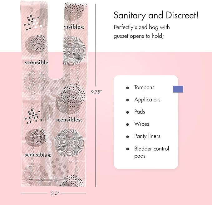 Disposal Bags for Menstrual Care Products - 50 ct Refill Box - for Disposal of Tampons, Pads, Panty Liners, Hygiene Products