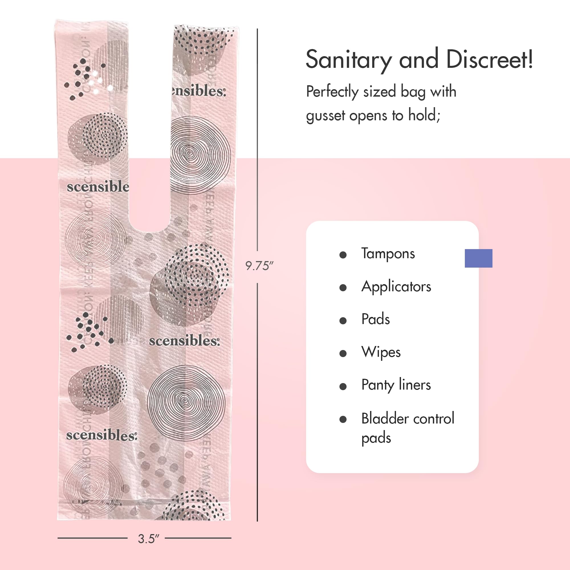 Scensibles Disposal Bags for Menstrual Care Products - (50 x 12) ct Refill Box - for Disposal of Tampons, Pads, Panty Liners, Hygiene Products