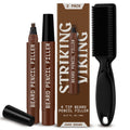 Striking Viking Beard Pencil & Bristle Brush for Men - Dark Brown, 2 Pack
