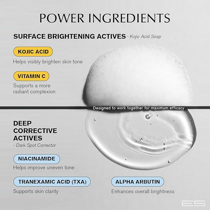 Enaskin Dark Spot Set - Serum & Soap Bars: Hyperpigmentation Body Treatment for Freckles Melasma Age Spot Sun Spot - Dark Spots Corrector Serum with Kojic Acid Soap Bars for Women and Men