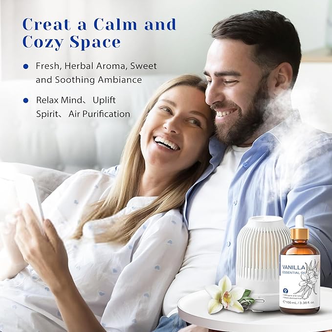 HIQILI Vanilla Essential Oil for Skin, Diffuser, Perfume, Home Scents