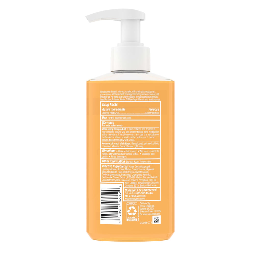 Neutrogena Oil Free Acne Face Wash, Fragrance Free, 9.1 fl oz