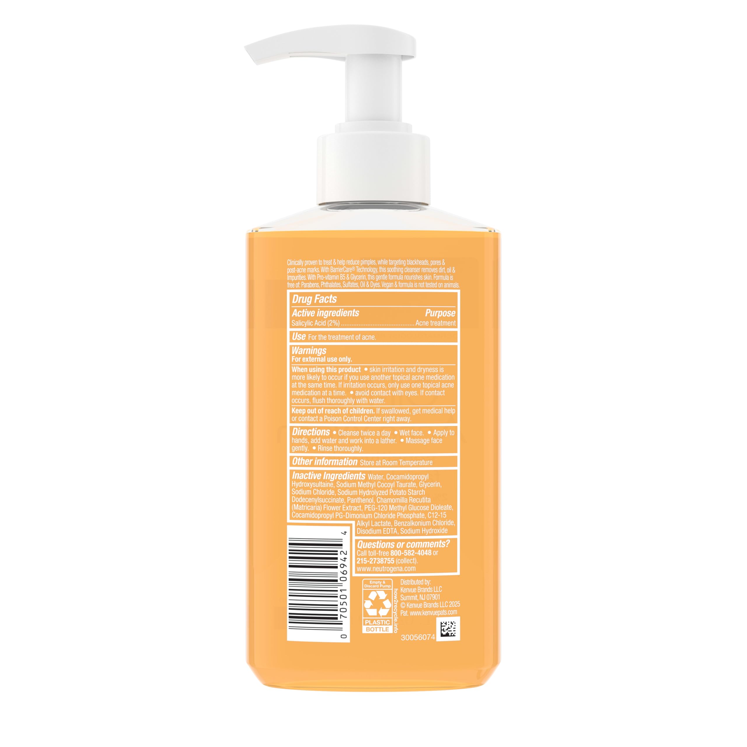 Neutrogena Oil Free Acne Face Wash, Fragrance Free, 9.1 fl oz