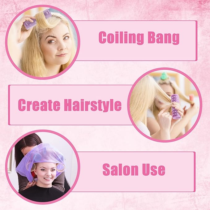 WILLBOND 4 Pcs Long Hair Rollers for Bangs Aluminum Core Curlers Thermal Self Grip Roller for Long and Medium Hair Women Hairstyle(4.1 x 1.2 Inch,Purple)