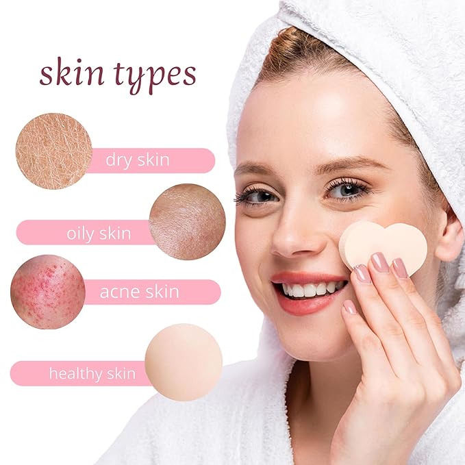 uxcell 120 Count Compressed Facial Sponges Heart-Shaped Face Cleansing Sponges Pads for Daily Skincare Routines at Home, Kitchen, Travel, Purple