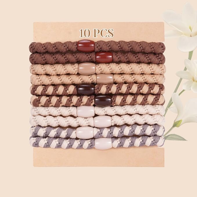 FORENEE Hair Ties No Damage - 10PCS Ponytail Holders - Elastic Hair Ties for Thick Hair - Braided Hair Bands for Women Girls's Hair