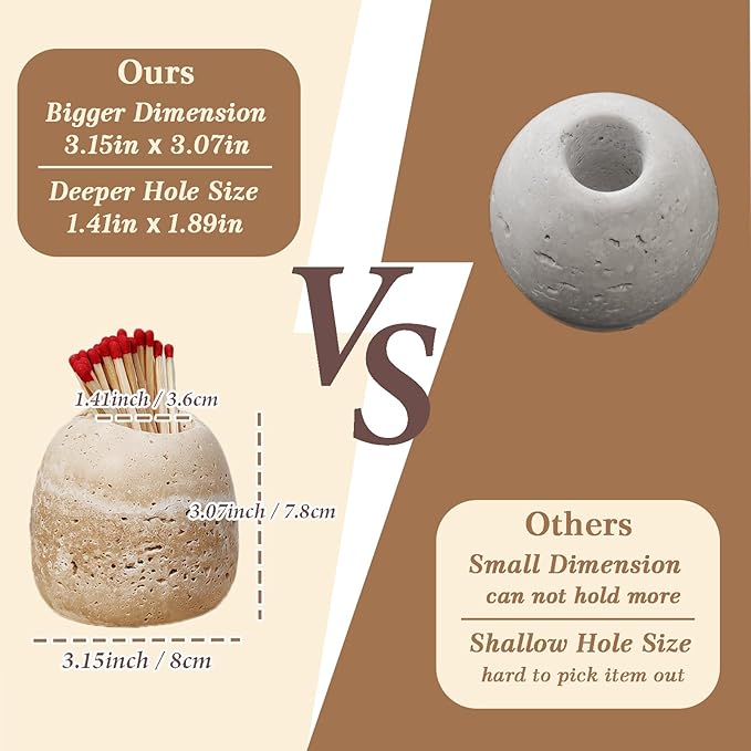 SIRIZEN-DIVING Travertine Toothpick Holder, Small Stone Cup Organizer