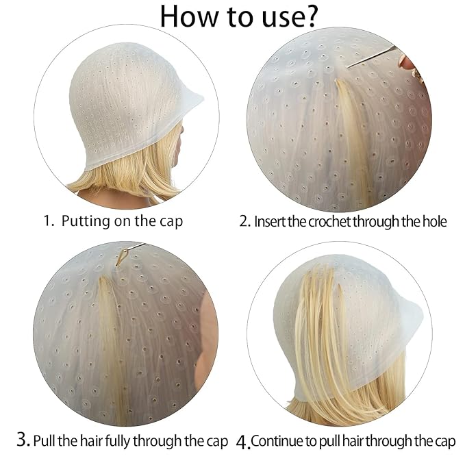 1 PCS Reusable Hair Coloring Highlighting Cap with Hook – Professional Silicone Cap for Salon & Home Use, Easy Pull-Through Hair Dyeing Tool for Streaks, Lowlights & Highlights