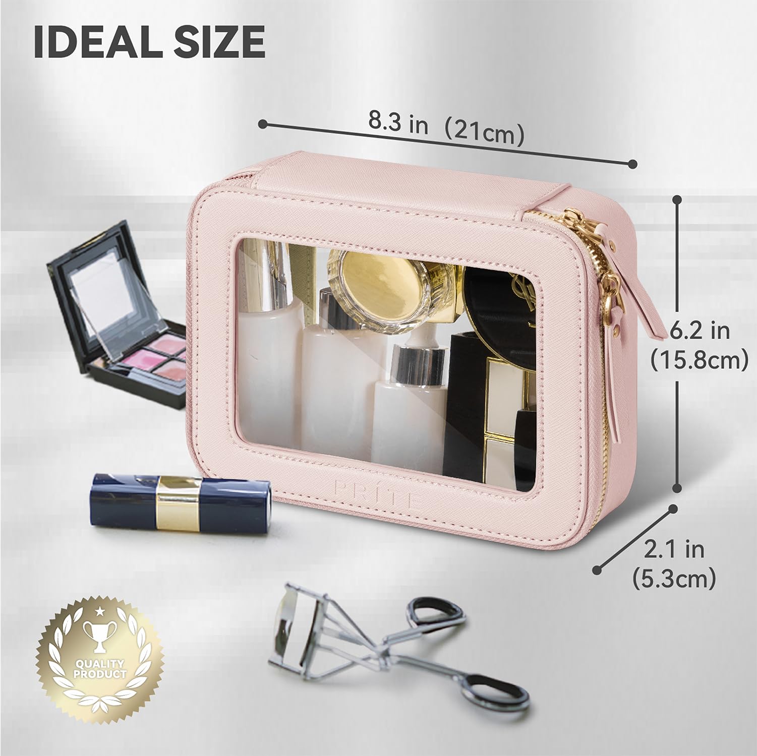 Prite Clear Makeup Bag Travel Cosmetic Organizer Toiletry Case for Women