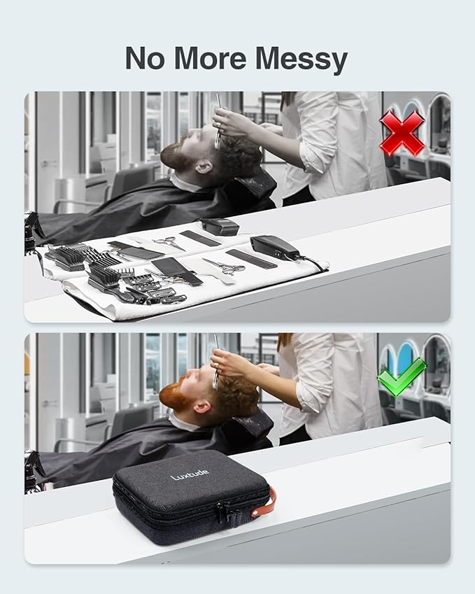 Luxtude Hair Clipper Case, Portable Barber Travel Cases for Trimmers, Guards & Accessories, Fits Wahl, Andis, Hatteker, Oneisal Grooming Tools (Case Only)