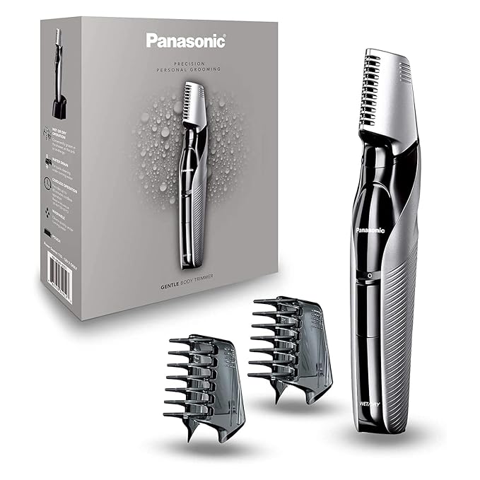 Panasonic Electric Body Trimmer for Men, Cordless Washable Wet Dry Groomer with 3 Comb Attachments, Black ER-GK60-S