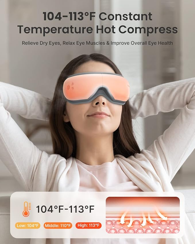 RENPHO Eyeris Smart Eye Massager with App Control, FSA Eligible HSA, Eye Mask with Heat & Wireless Music for Dry Eyes & Head Tension, Perfect Relaxing Birthday Gifts for Women and Men