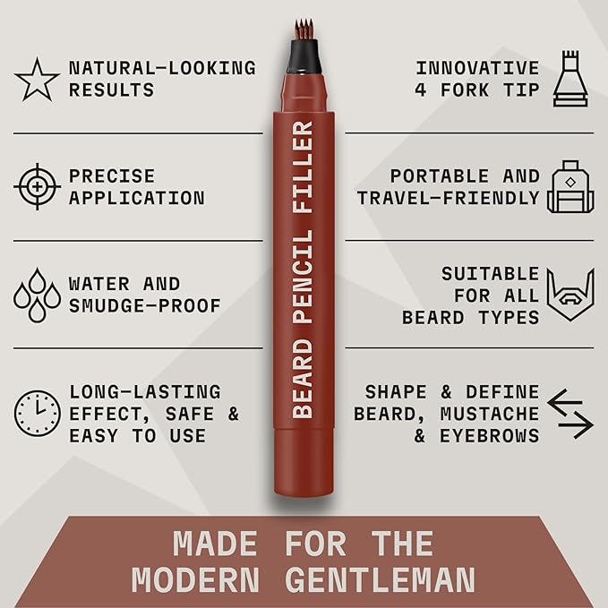 Striking Viking Beard Pencil & Bristle Brush for Men - Red Brown, 2 Pack
