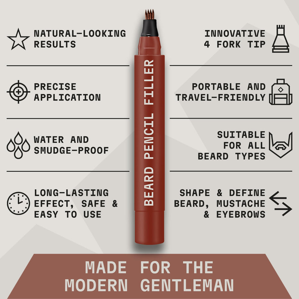 Striking Viking Beard Pencil & Bristle Brush for Men - Red Brown, 2 Pack
