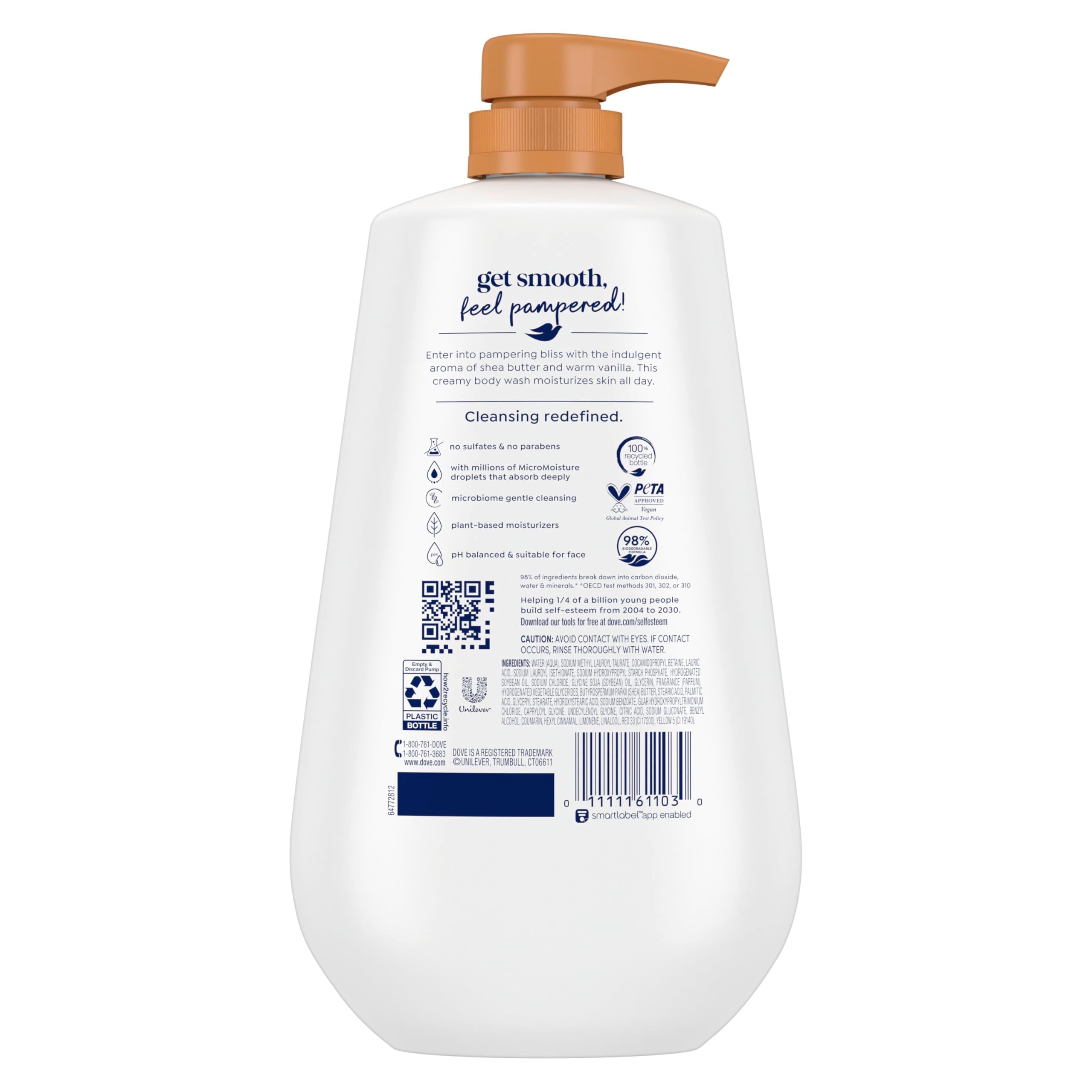 Dove 24hr Lotion Body Wash Pamper Shea Butter & Vanilla, 30.6 oz