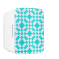 Cooluli 10L Mini Fridge for Bedroom - Car, Office Desk & Dorm Room - 12v Portable Cooler & Warmer for Food, Drinks, Skincare, Beauty & Makeup - AC/DC Small Refrigerator with Glass Front, Green Pattern