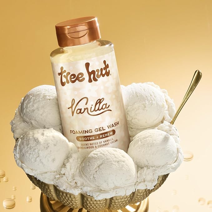 Tree Hut Vanilla Body Wash, Hydrating & Moisturizing Shower Gel with Shea Butter & Essential Oils, Soft Smooth Glowing Skin, Gentle Cleanser For All Skin Types, Self Care Gifts for Women, 18 Fl Oz