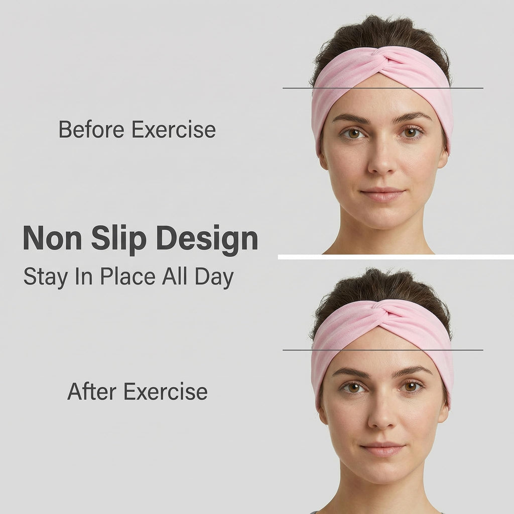 Stretchy Wide Headbands for Women - 12 Pcs Non Slip, Absorbed Sport Headband Soft Twist Knotted Headbands for Daily Life Yoga Workout (12 Color2)
