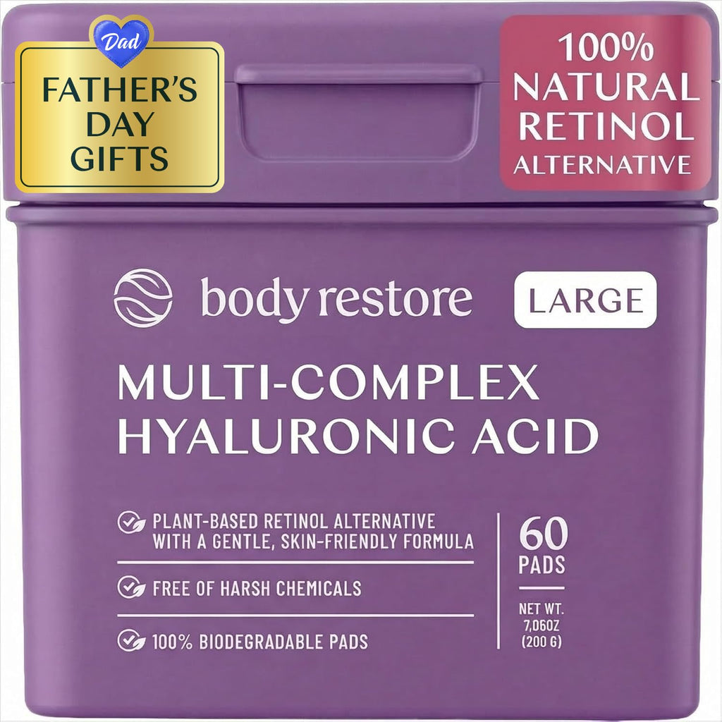 Body Restore Bakuchiol Toner Pads – Fathers Day Gift for Dad, Korean Skin Care, Face Wipe with Niacinamide and Hyaluronic Acid, Birthday Gifts for Women and Men
