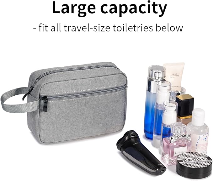 XIRYOHEAUR Travel Hanging Toiletry Bag with Carry Handle - Water-Resistant Small Cosmetic Organizer for Men & Women, Makeup, Shaving Kit, Gym & Travel Essentials (Grey)