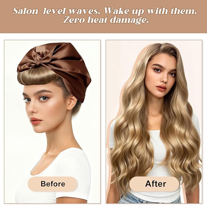 Togayu Heatless Curling Rods for Overnight Curls - Jumbo Soft Hair Rollers to Sleep in, No-Damage Flexi Rods with Silk Scarf - For All Hair Types and Texture - 6pcs
