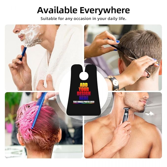 Custom Beard Apron for Men Personalized Gift with Name Image Picture Text Beard Shave Cape Customized Beard Trimming Catcher Bib for Bathroom Black