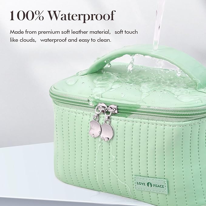 Yuilgdo Makeup Bag Travel Cosmetic Bag, Large Capacity Makeup Organizer Bag and Storage, Portable PU Leather Pouch Toiletry Bag Make up Organizer, Cosmetic Bags for Women