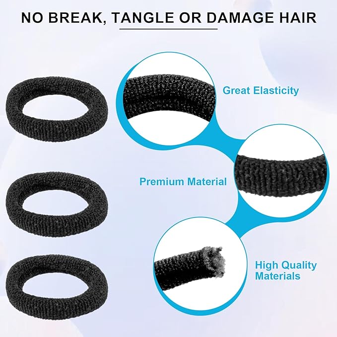 400 PCS Baby Hair Ties – No Damage Elastic Ponytail Holders, Soft Seamless Multicolor Hair Bands for Toddlers and Girls, Baby Hair Accessories (Black)