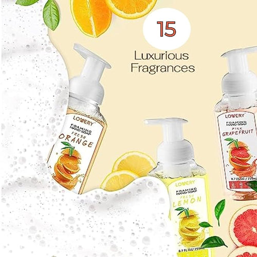 (15 Pack) Foaming Hand Soap - Hand Soap with Aloe Vera and Essential Oils - Alcohol-Free Hand Wash in Citrus Blend, Lemon, Orange, Lime, Grapefruit, Black Cherry Fragrances & More, Scented Hand Wash