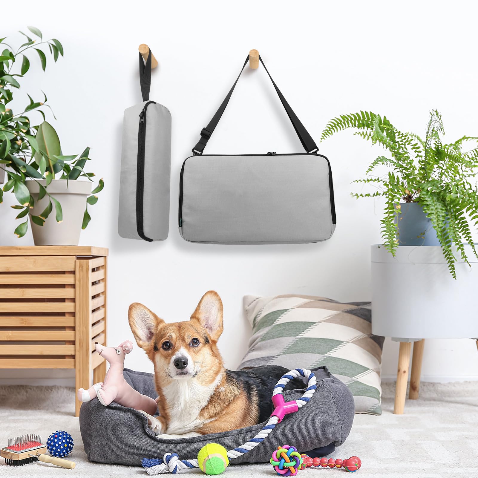 Beautyflier Pet Grooming Supplies Organizer, Protective Tote Bag Case for Pet Grooming Kit & Vacuum Suction Dogs Cats Hair, Travel Pouch Bag for Pet Dog Grooming Vacuum Kit, Bag Only (Gray)