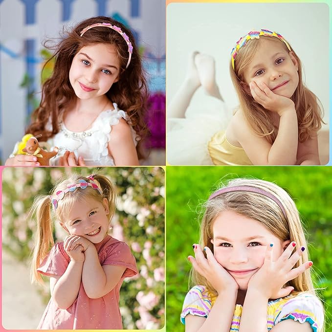 8 pack Girls Headbands Glitter Kids Hair Accessories Bow/Heart/Star Shaped Sweet Hairband For Toddler/Girls/Teens