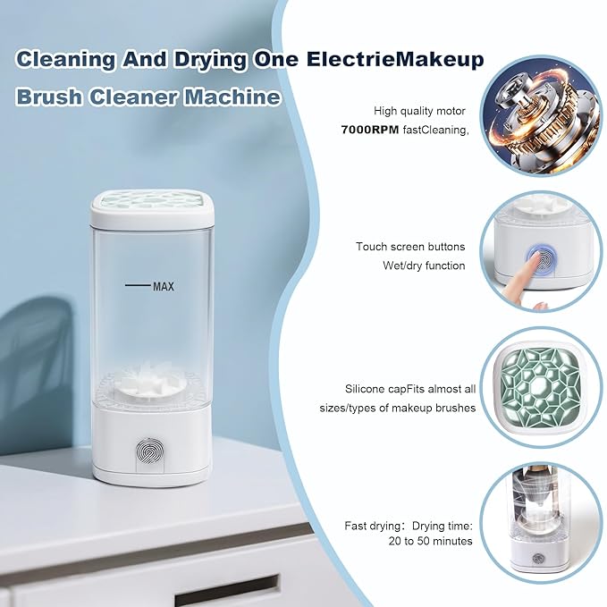AiDwell 3 IN 1 Automatic Electric Makeup Brush Cleaner Machine With Dryer