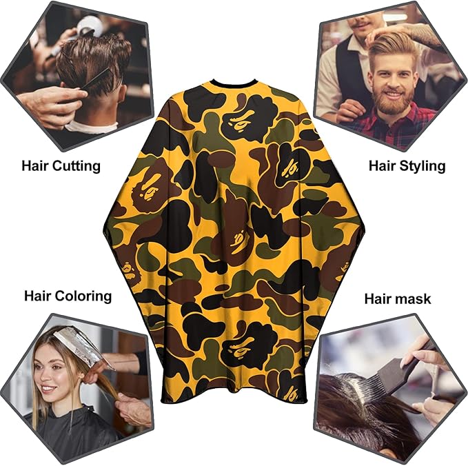 Barber Cape for Men Professional Hair Cutting Salon Capes with Snap Closures Waterproof Large Hairdressing Styling Gown for Barber- 63”× 56” (New Camouflage B)