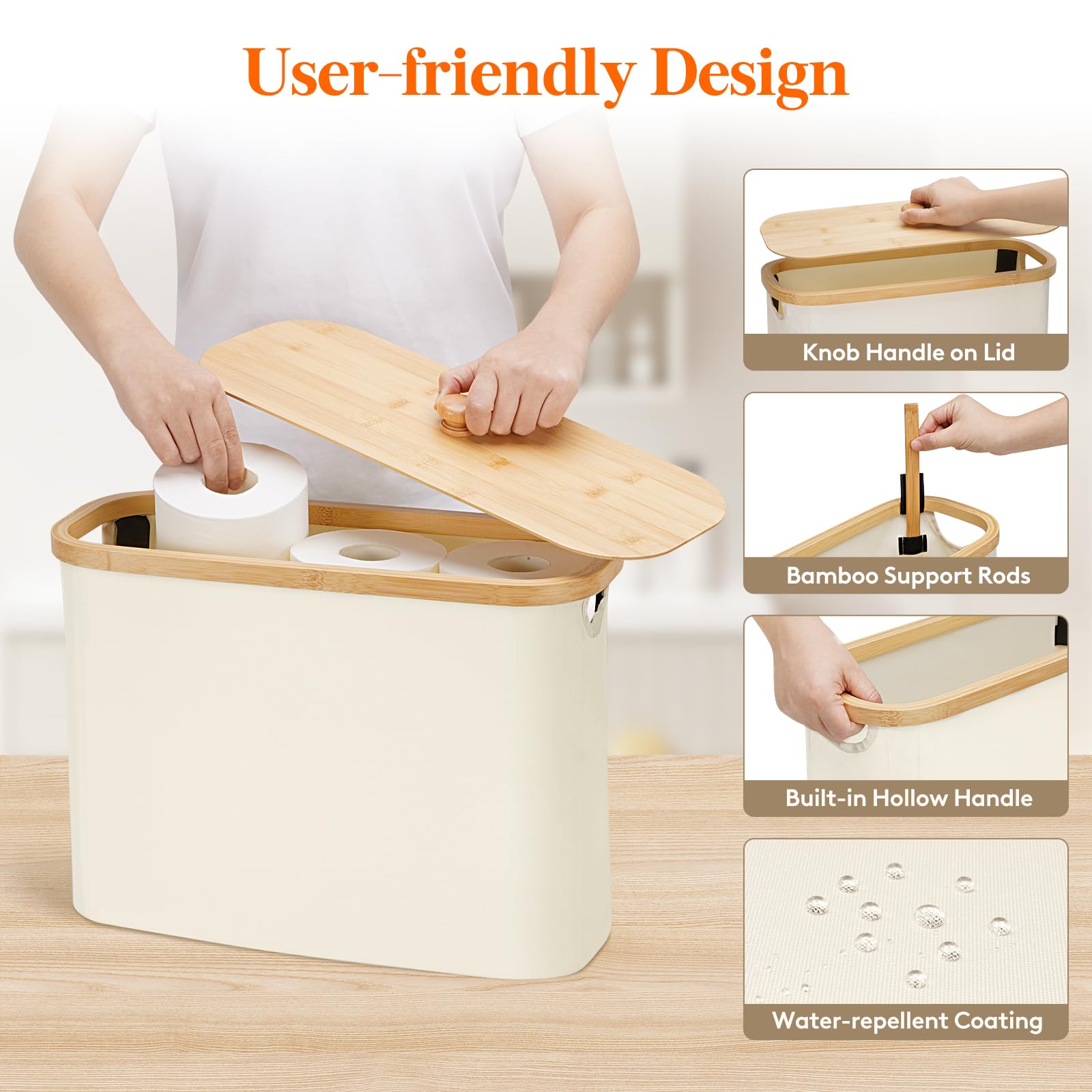 Lifewit Toilet Paper Storage Holder, Large Stand Basket, 23L, White