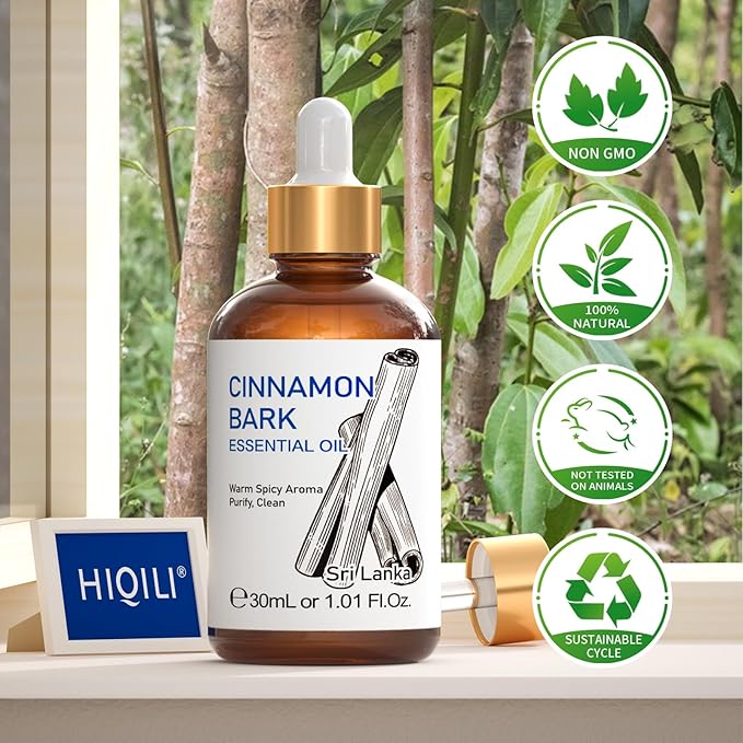 HIQILI Cinnamon Essential Oil for Aromatherapy, Spray & Diffuser